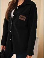 Dámská košile oversize z model 22347740 s kapsami a dlouhým rukávem z bavlny černá - K-Fashion Dámská košile oversize z model 22347740 s kapsami a dlouhým rukávem z bavlny černá - K-Fashion