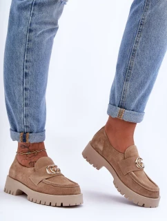 Dámské semišové polobotky s ozdobou Bežové model 21630042 - Laura Messi