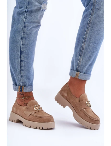 Dámské semišové polobotky s ozdobou Bežové model 21630042 - Laura Messi