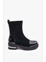 Kůže Klasické Botky Na Plochém Podpatku Černé model 21633814 - Boto Kůže Klasické Botky Na Plochém Podpatku Černé model 21633814 - Boto