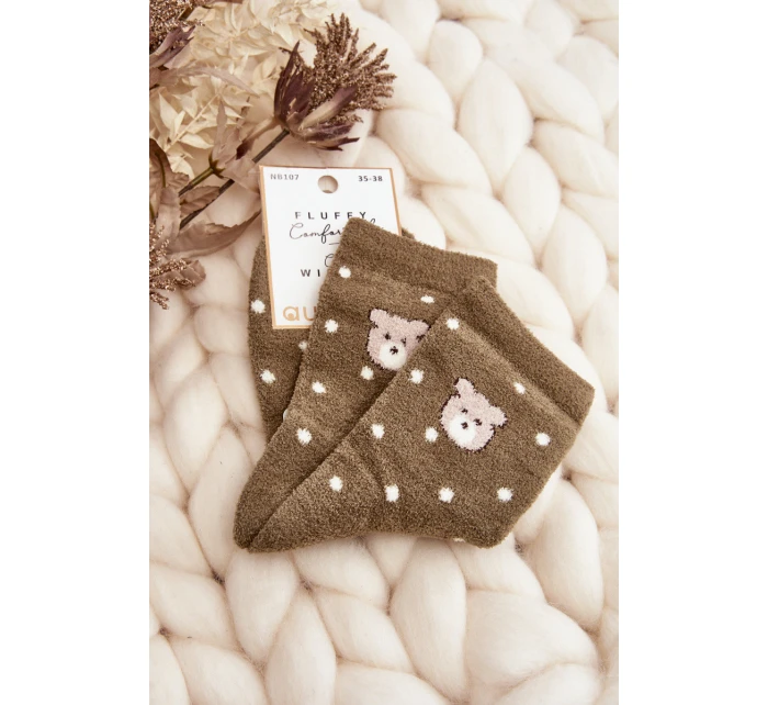 Dámské teplé ponožky v puntíkované s model 21643607 zelené - Aura.via