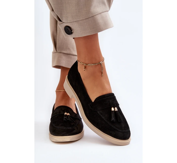 Černé Dámské Semišové Mokasíny Na Ploché Podrážce model 21652477 - Zazoo