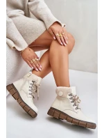 Damskie Ocieplane Botki Trapery Na Zamek Beżowe Mevanisa Damskie Ocieplane Botki Trapery Na Zamek Beżowe Mevanisa