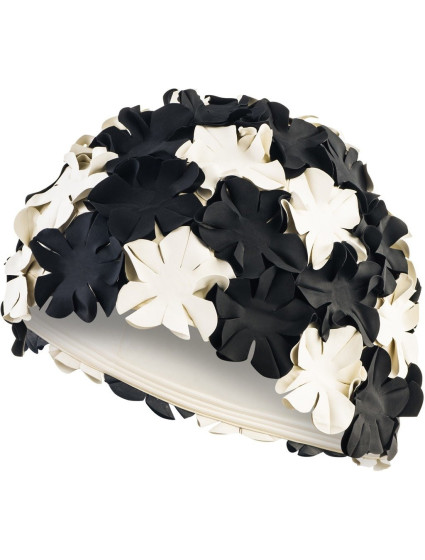AQUA SPEED Plavecká čiapka Bloom Black/White Pattern 04