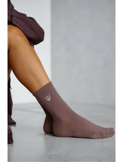 Dámske ponožky s medvedíkom - hnedé Dámske ponožky s medvedíkom - hnedé