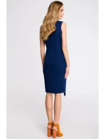 Plášťové šaty bez rukávov S105 tmavomodré - Stylove