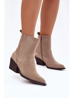 Dámske členkové topánky na podpätku 6350 Beige - Ideálna obuv