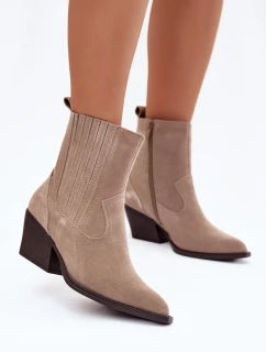 Dámske členkové topánky na podpätku 6350 Beige - Ideálna obuv