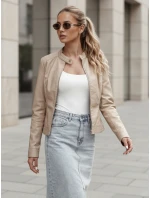 Dámská přechodná kožená bunda béžová Dstreet model 21981892 - FashionStreet