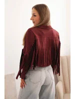 Dámska semišová bunda so strapcami bordová Dámska semišová bunda so strapcami bordová