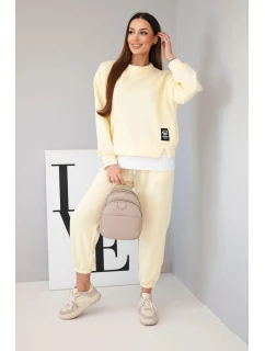 Dámská souprava s volná mikina a tepláky žlutý model 21808625 - K-Fashion