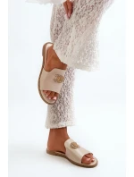 Eleganckie Klapki Damskie Błyszczące Z Ozdobą S.Barski KV27-050 Złote