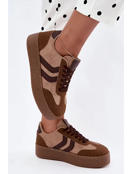 Dámské tenisky na platformě s pásky Camel model 22324184 - Boto Dámské tenisky na platformě s pásky Camel model 22324184 - Boto