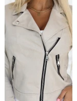 Semišové s dlouhými rukávy a zipy světle béžové model 21290283 - numoco basic Semišové s dlouhými rukávy a zipy světle béžové model 21290283 - numoco basic