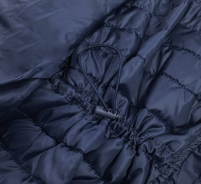 Tmavo modrá prešívaná dámska bunda so stojačikom (7611)