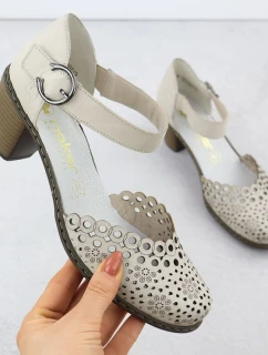 Skórzane damskie na beżowe model 22033933 - Rieker