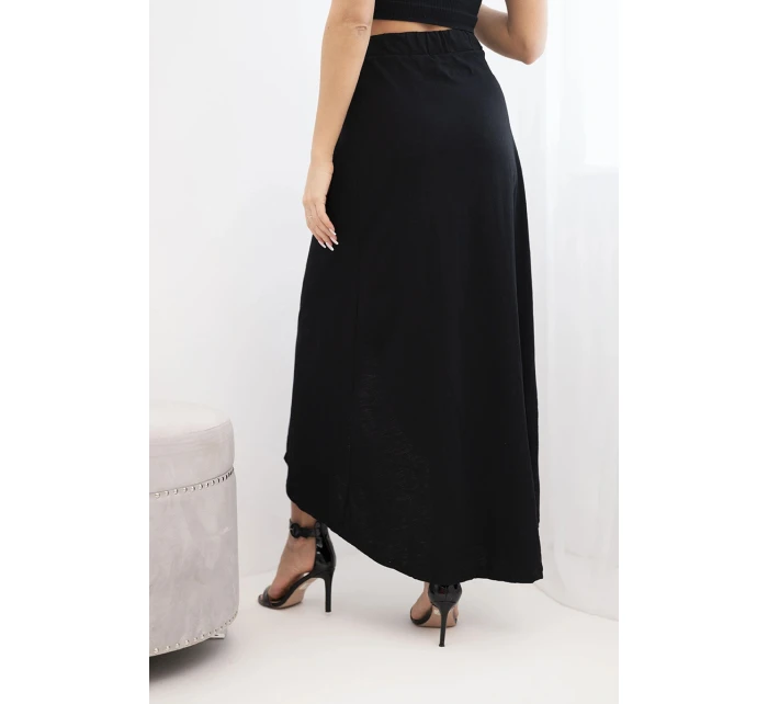 Dámská bavlněná zavinovací maxi sukně se zavazováním černá Dámská bavlněná zavinovací maxi sukně se zavazováním černá