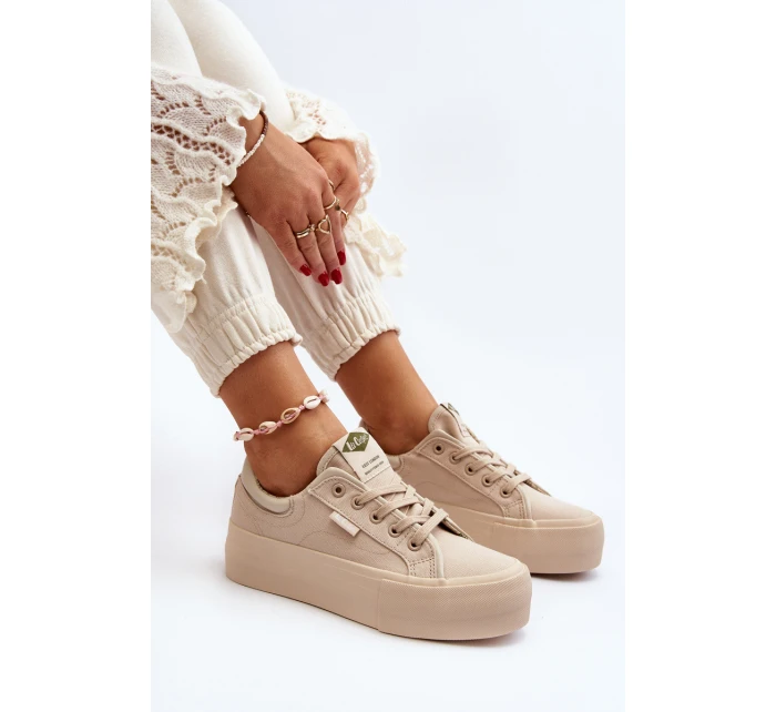 Trampki Damskie Na Platformie Lee Cooper LCW-24-31-2181 Beżowe Trampki Damskie Na Platformie Lee Cooper LCW-24-31-2181 Beżowe