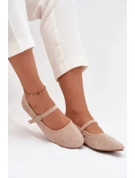 Zdobione Baleriny Damskie Z Paskiem Różowe Olivisse