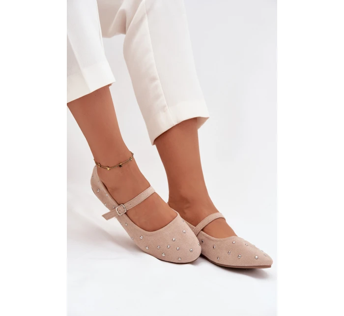 Zdobione Baleriny Damskie Z Paskiem Różowe Olivisse