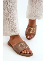 Dámske ploché papuče s flitrami S.Barski Brown