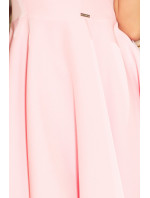 Spoločenské šaty luxusné s kolovou sukňou krátke ružové - Ružová / XL - Morimia