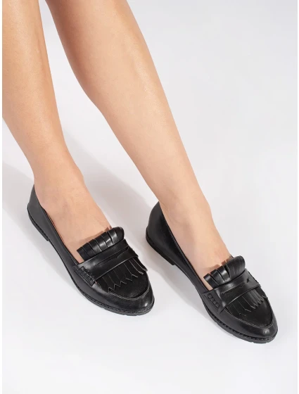 Módne dámske čierne mokasíny bez podpätku Módne dámske čierne mokasíny bez podpätku