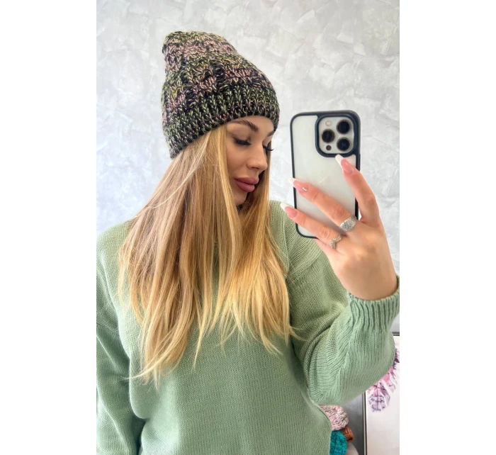 Fleecová čiapka Melisa K241 black+olive