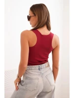 Dámske pruhované tielko s ozdobnou aplikáciou bordová Dámske pruhované tielko s ozdobnou aplikáciou bordová