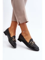 Mokasyny Damskie Na Płaskim Obcasie Z Ozdobą Czarne Iluvana Mokasyny Damskie Na Płaskim Obcasie Z Ozdobą Czarne Iluvana