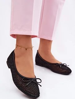 Síťované baleríny s ozdobou Vinceza 62270 Černé