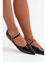 Dámske lakované baleríny s remienkom Jarelle - čierne Dámske lakované baleríny s remienkom Jarelle - čierne