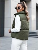 Dámská přechodná krátká prošívaná zelená vesta Dstreet model 21994801 - FashionStreet