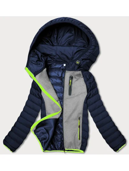 Tmavě dámská sportovní bunda s vsadkami model 18423282 - J.STYLE Tmavě dámská sportovní bunda s vsadkami model 18423282 - J.STYLE