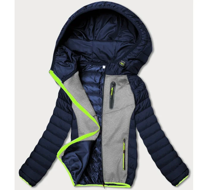 Tmavě dámská sportovní bunda s vsadkami model 18423282 - J.STYLE Tmavě dámská sportovní bunda s vsadkami model 18423282 - J.STYLE