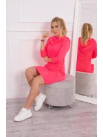 Šaty s kapucí a kapsami růžové neonové Šaty s kapucí a kapsami růžové neonové