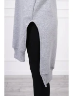 Zateplená mikina s bočnými rázporkami šedá