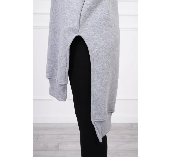 Zateplená mikina s bočnými rázporkami šedá