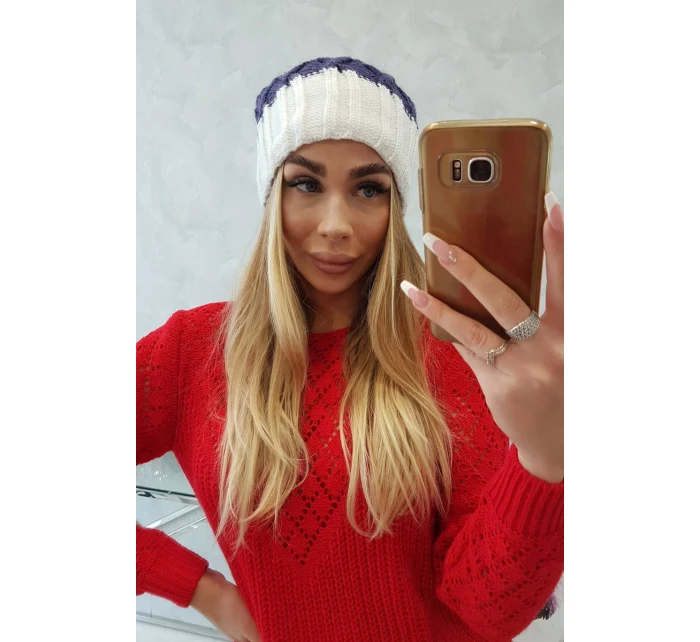 Milano fleecová čiapka K203 tmavo fialová+ecru