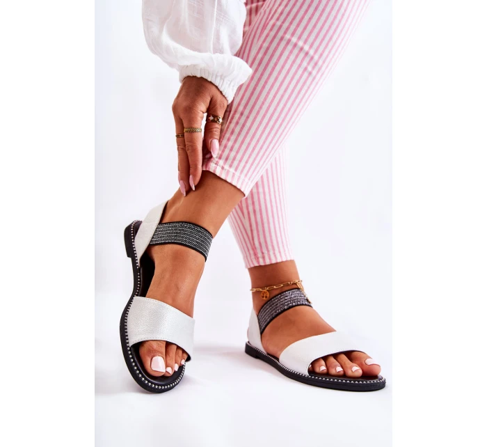 Klasyczne Skórzane Sandały Z Ćwiekami Srebrne Shelly Klasyczne Skórzane Sandały Z Ćwiekami Srebrne Shelly