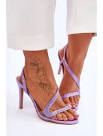 Elegantní nazouvací sandály na vysokém podpatku fialové model 21619520 - Boto