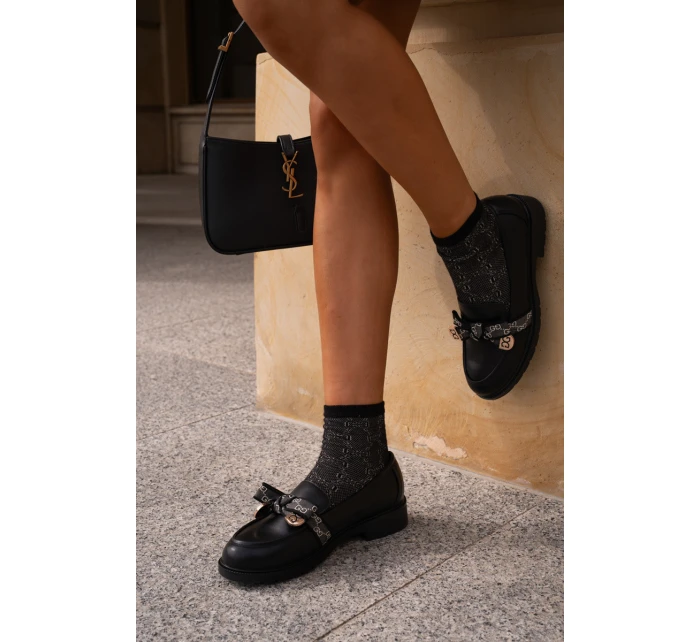 Damskie Mokasyny Z Kokardą S.Barski HY42-331 Czarne