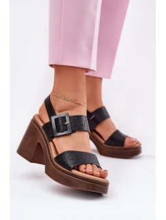 Dámské sandály na masivním podpatku a platformě Černé model 21695414 - VINCEZA