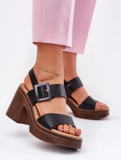 Dámské sandály na masivním podpatku a platformě Černé model 21695414 - VINCEZA