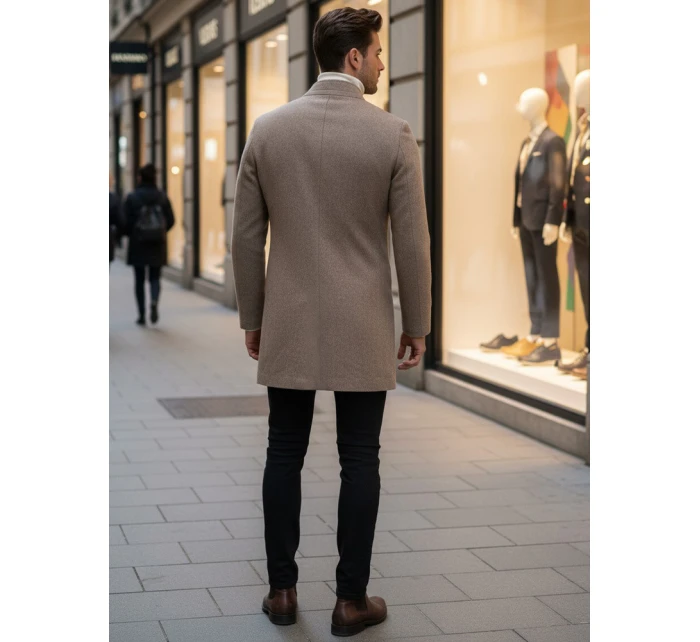 Pánsky jednoradový kabát hnedý FashionStreet CX0442