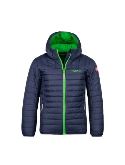 Trollkids Detská bunda Eikefjord navy/bright green (463-100) ultraľahká detská prechodná bunda pre chlapcov/dievčatá