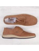 Pánské kožené polobotky M model 22008944 hnědé s ažurovým vzorem - Rieker Pánské kožené polobotky M model 22008944 hnědé s ažurovým vzorem - Rieker