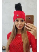 Dámska čiapka s brmbolcom Judith K347 červená