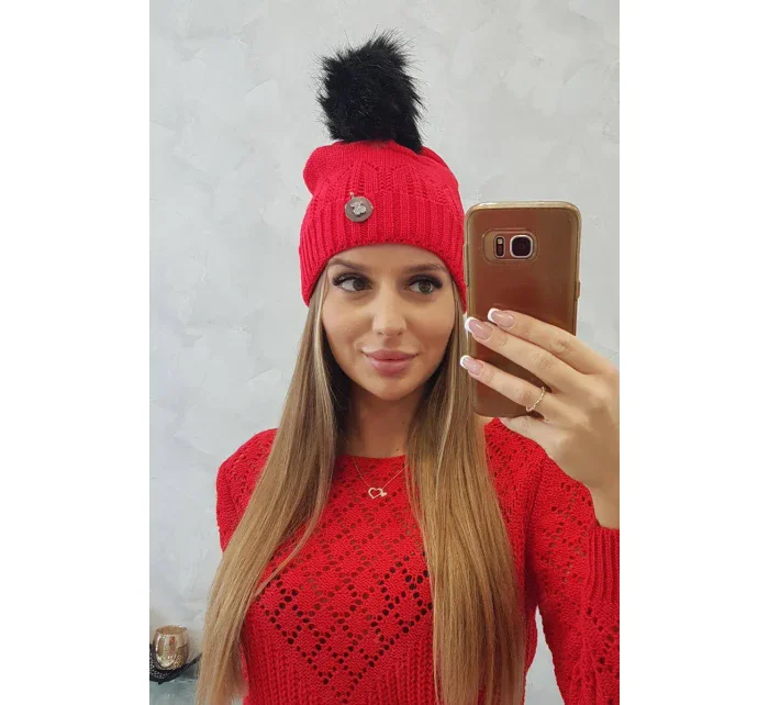 Dámska čiapka s brmbolcom Judith K347 červená