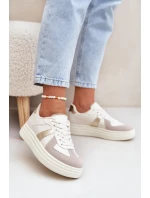 Eko Kožené Tenisky Dámské Na Platformě Béžové model 21688291 - Boto Eko Kožené Tenisky Dámské Na Platformě Béžové model 21688291 - Boto